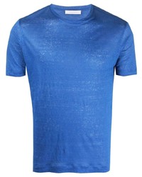 T-shirt à col rond bleu Cruciani