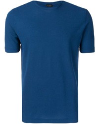 T-shirt à col rond bleu Dell'oglio