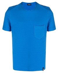 T-shirt à col rond bleu Drumohr