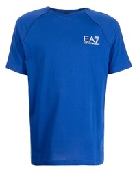 T-shirt à col rond bleu Ea7 Emporio Armani