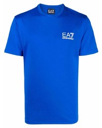 T-shirt à col rond bleu Ea7 Emporio Armani