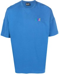 T-shirt à col rond bleu Ea7 Emporio Armani