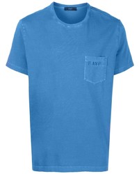 T-shirt à col rond bleu Fay