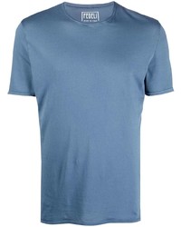 T-shirt à col rond bleu Fedeli