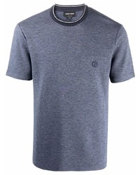T-shirt à col rond bleu Giorgio Armani