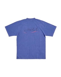T-shirt à col rond bleu Balenciaga