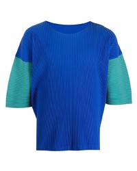 T-shirt à col rond bleu Homme Plissé Issey Miyake