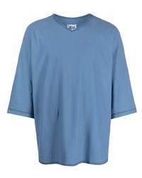 T-shirt à col rond bleu Homme Plissé Issey Miyake