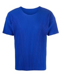 T-shirt à col rond bleu Homme Plissé Issey Miyake