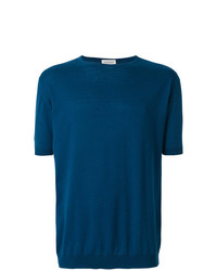 T-shirt à col rond bleu John Smedley