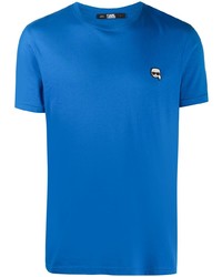 T-shirt à col rond bleu Karl Lagerfeld