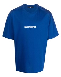 T-shirt à col rond bleu Karl Lagerfeld