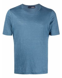 T-shirt à col rond bleu Lardini