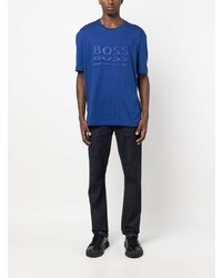 T-shirt à col rond bleu BOSS