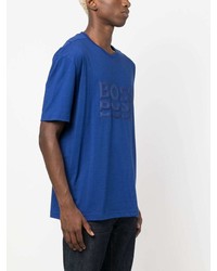 T-shirt à col rond bleu BOSS