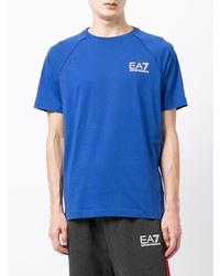 T-shirt à col rond bleu Ea7 Emporio Armani