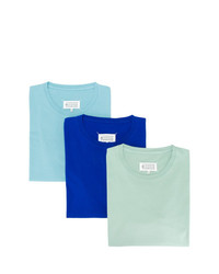T-shirt à col rond bleu Maison Margiela
