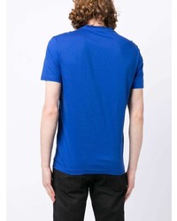 T-shirt à col rond bleu Versace