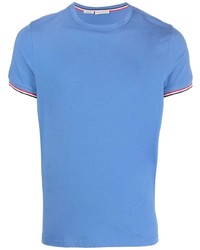T-shirt à col rond bleu Moncler