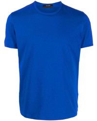 T-shirt à col rond bleu Moorer