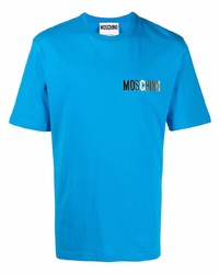 T-shirt à col rond bleu Moschino