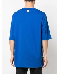 T-shirt à col rond bleu Balmain