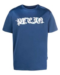 T-shirt à col rond bleu Philipp Plein