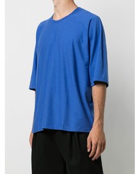 T-shirt à col rond bleu Homme Plissé Issey Miyake