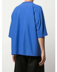 T-shirt à col rond bleu Homme Plissé Issey Miyake