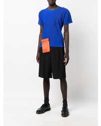 T-shirt à col rond bleu Homme Plissé Issey Miyake