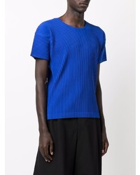 T-shirt à col rond bleu Homme Plissé Issey Miyake