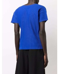 T-shirt à col rond bleu Homme Plissé Issey Miyake