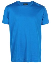 T-shirt à col rond bleu Roberto Collina