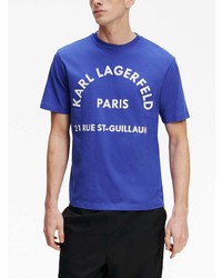 T-shirt à col rond bleu Karl Lagerfeld
