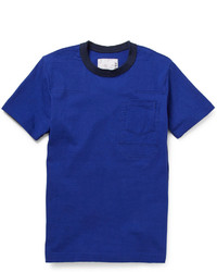 T-shirt à col rond bleu Sacai