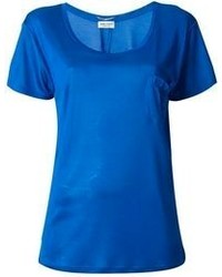 T-shirt à col rond bleu Saint Laurent