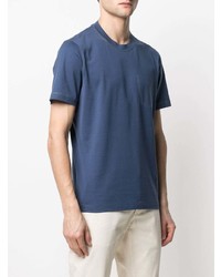 T-shirt à col rond bleu Brunello Cucinelli