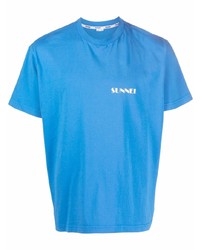 T-shirt à col rond bleu Sunnei