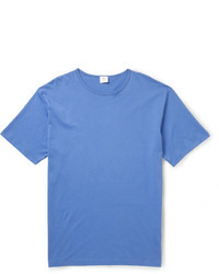 T-shirt à col rond bleu Sunspel