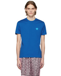 T-shirt à col rond bleu Versace