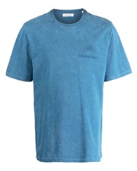 T-shirt à col rond bleu Wood Wood