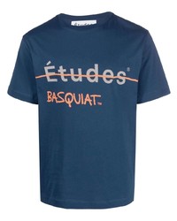T-shirt à col rond bleu Études