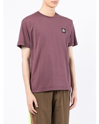 T-shirt à col rond bordeaux Stone Island