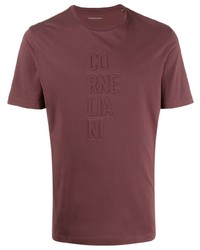 T-shirt à col rond bordeaux Corneliani