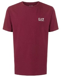 T-shirt à col rond bordeaux Ea7 Emporio Armani