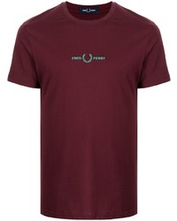 T-shirt à col rond bordeaux Fred Perry