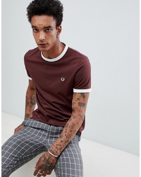 T-shirt à col rond bordeaux Fred Perry