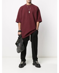 T-shirt à col rond bordeaux Rick Owens DRKSHDW