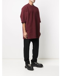 T-shirt à col rond bordeaux Rick Owens DRKSHDW