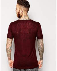 T-shirt à col rond bordeaux Asos